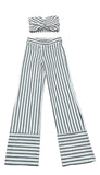 White & Black Stripes Pants Suit