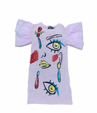 Mini Dress with Face Stamps